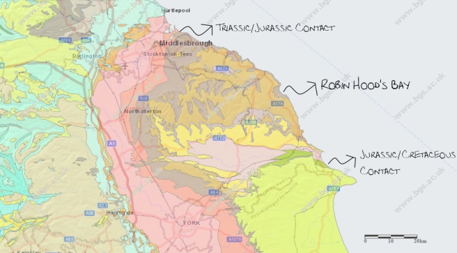 Geological Map of the Yorkshire Coast. Image courtesy of the British Geological Society